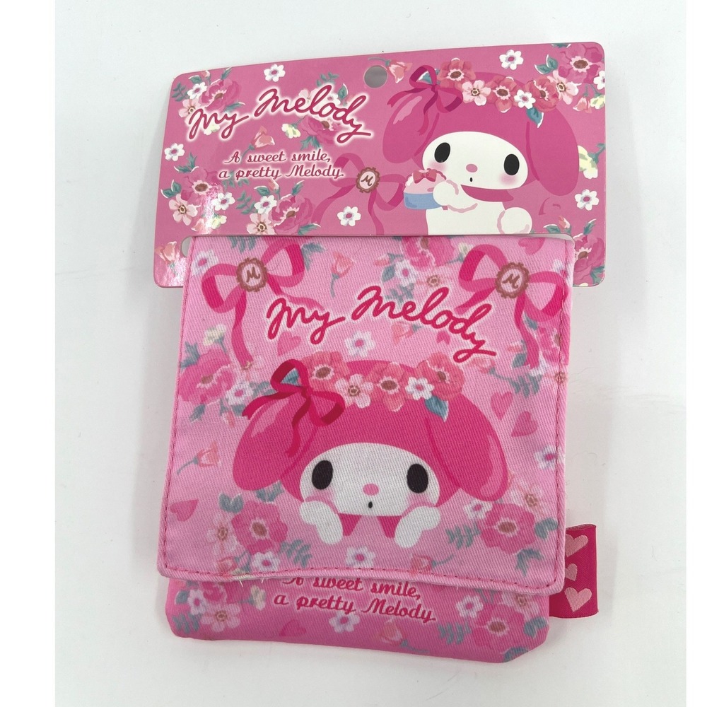 Sanrio My‎ Melody Multi Pocket Flat Pouch Pink Crossbody Clip-On From Japan